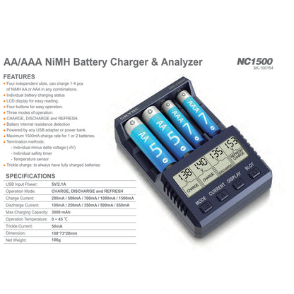 Sky RC - NC1500 AA/AAA Smart Charger / Cycle / Discharge - (Mini-Z Battery Charger) SK-100154