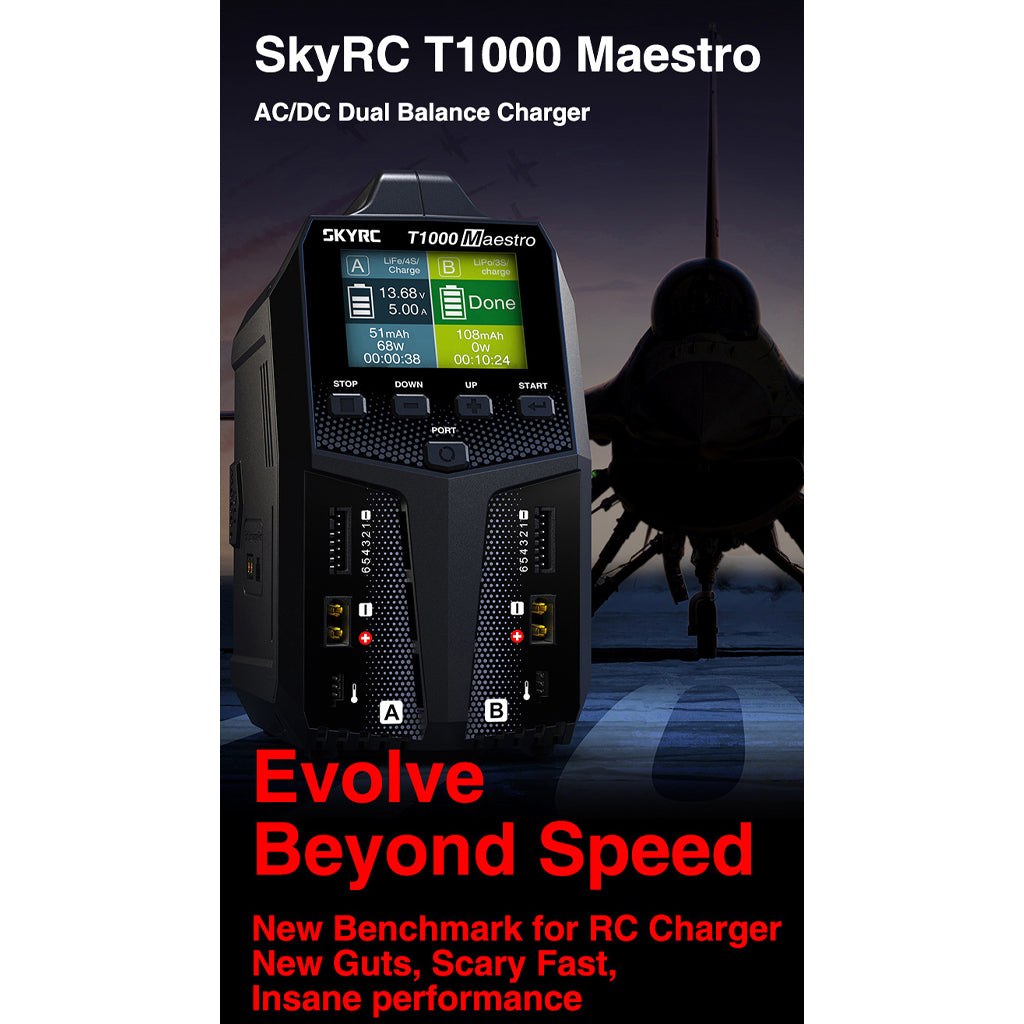 SKY RC - T1000 1000W Maestro AC/DC LIPO/LIFE/NIMH/LIHV DUAL Charger - SK-100182-03