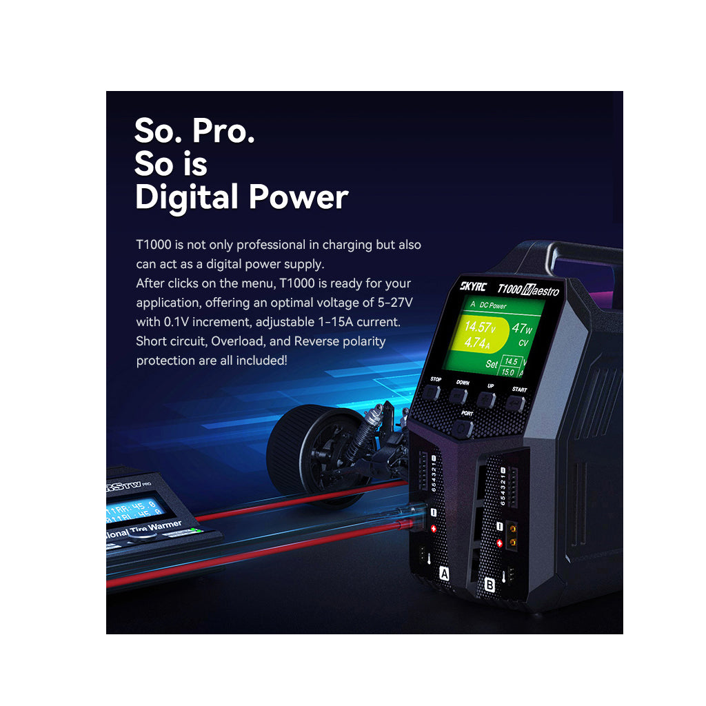 SKY RC - T1000 1000W Maestro AC/DC LIPO/LIFE/NIMH/LIHV DUAL Charger - SK-100182-03