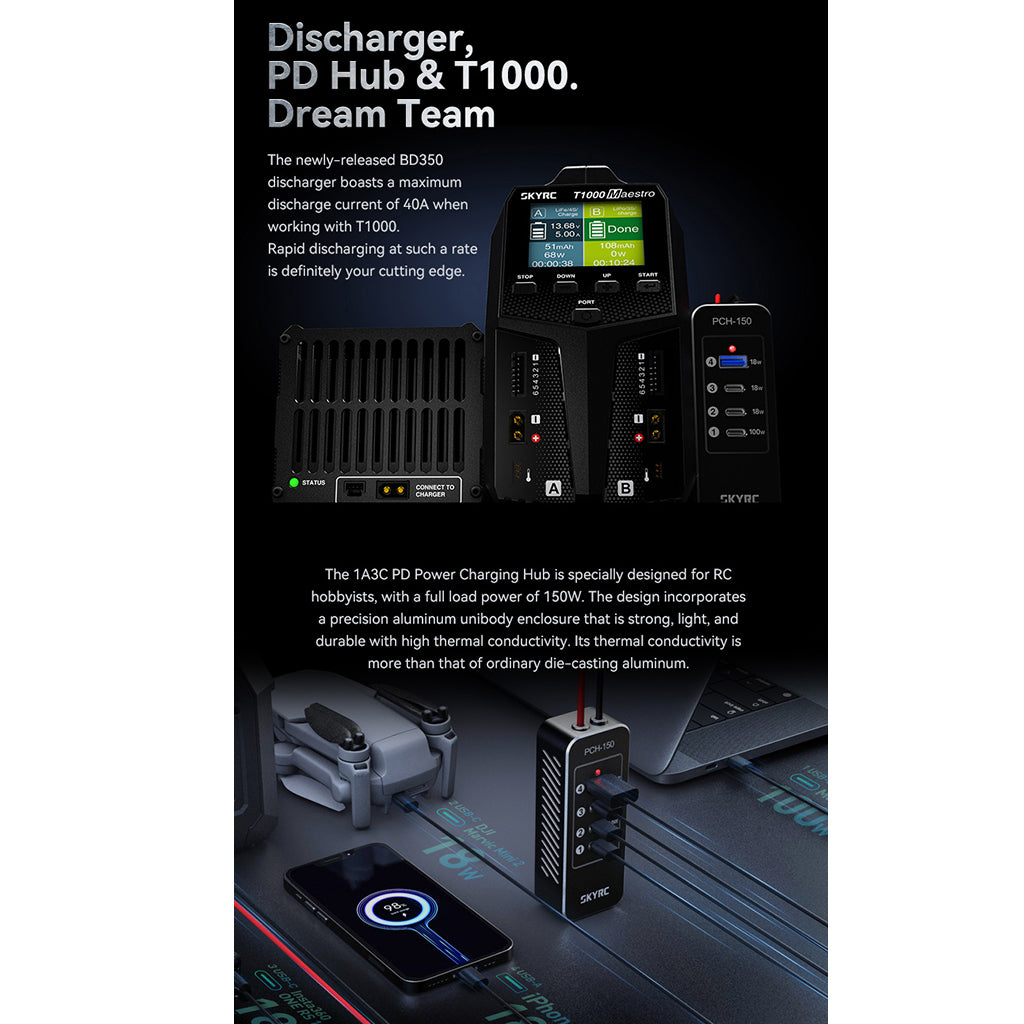 SKY RC - T1000 1000W Maestro AC/DC LIPO/LIFE/NIMH/LIHV DUAL Charger - SK-100182-03