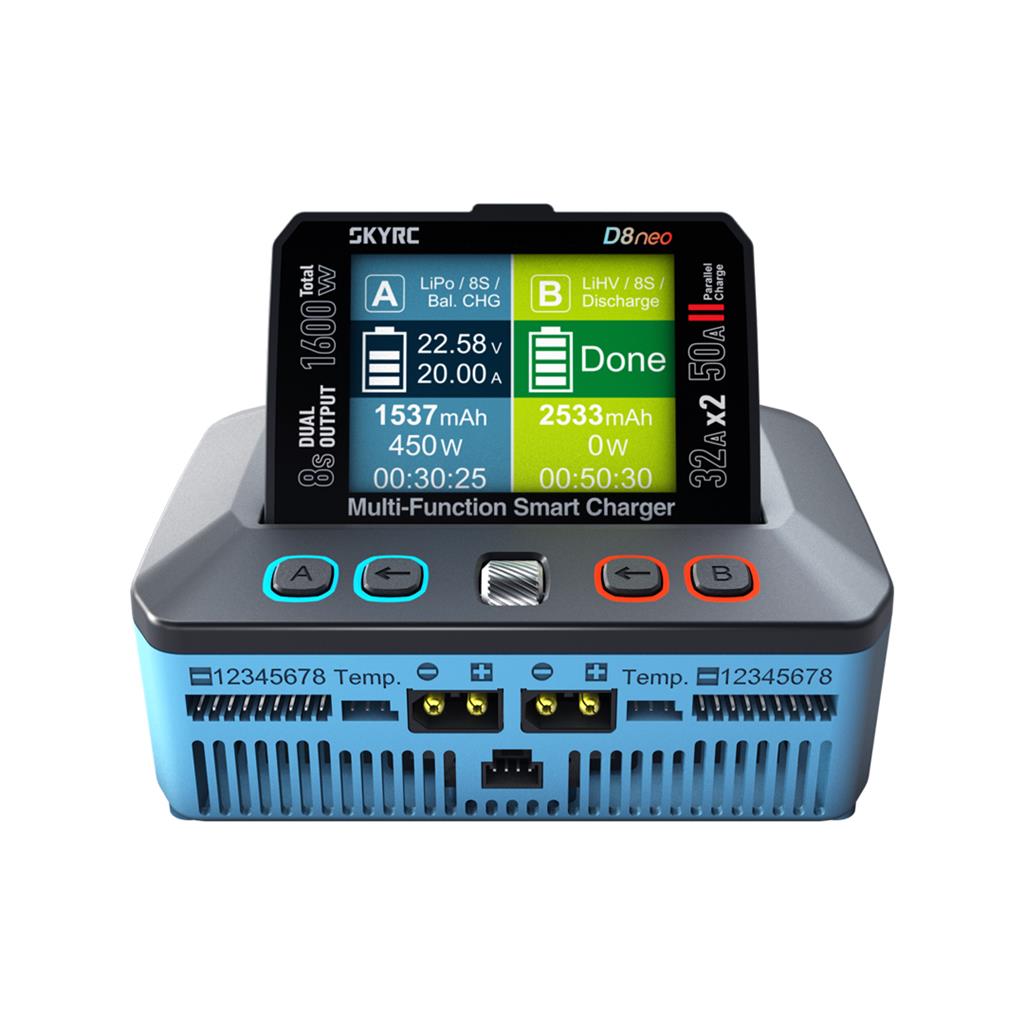 SKY RC - D8neo DC DUAL OUTPUT LIPO/LIHV 1-8S 32A Per Port BATTERY CHARGER - SK-100230-01 (DC INPUT POWER ONLY & has reverse discharge function))
