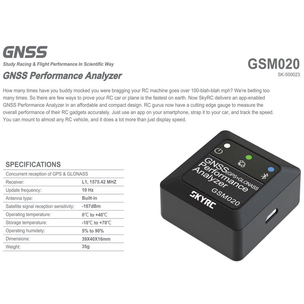 SKY RC - GNSS SPEED Performance Analyzer GSM020 - SK-500023 (GPS SPEED)