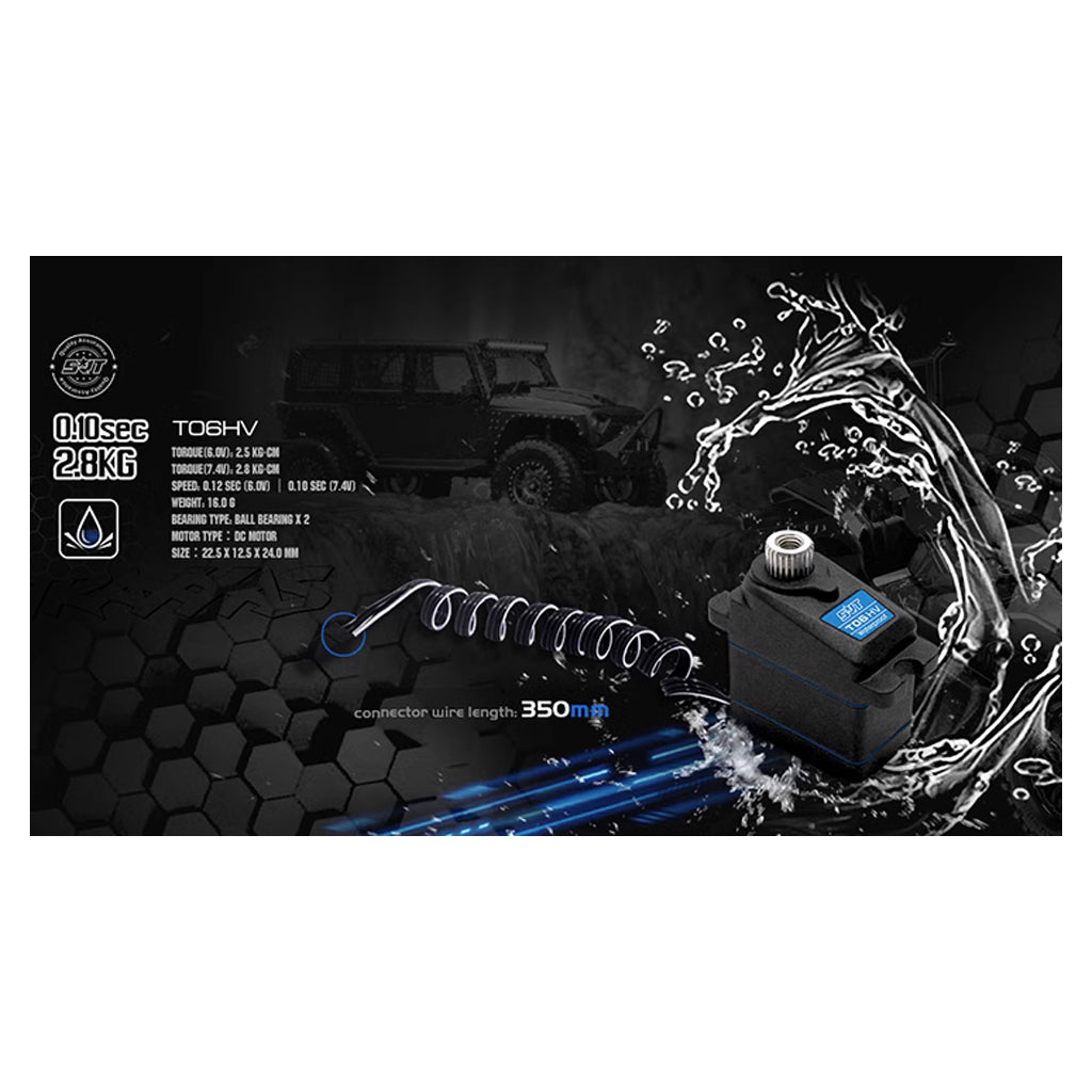 SRT - Metal Geared, Fast, Coreless & Low Profile - HV 6.0V ~ 7.4v STD Digital Servo - SRTT06 (6.0v): 0.23 sec - (25T Spline - Ideal for 1/24 - 1/12th On-road Cars)