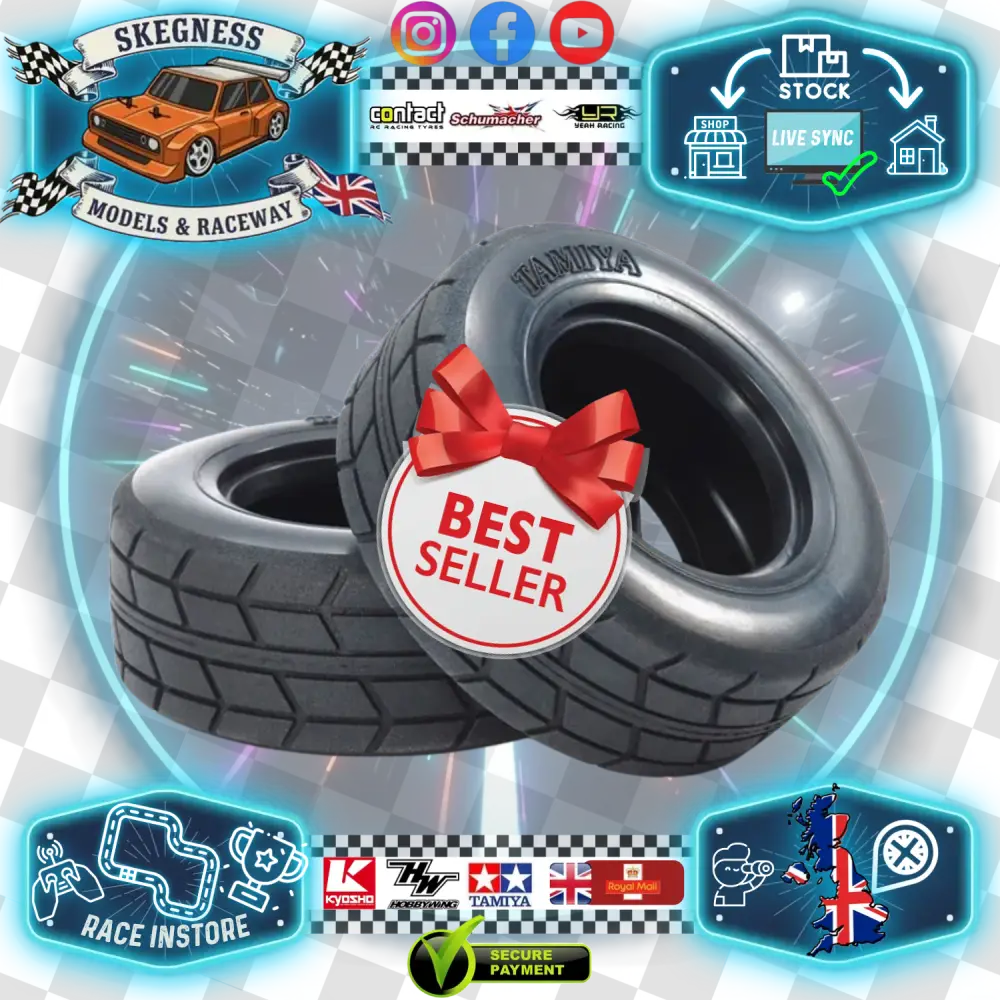 TAMIYA - 51589 - TT01E 1/14 RC RACING EURO TRUCK TYRES / TIRES (2Pcs CARPET & TARMAC) - TRUCK tyres
