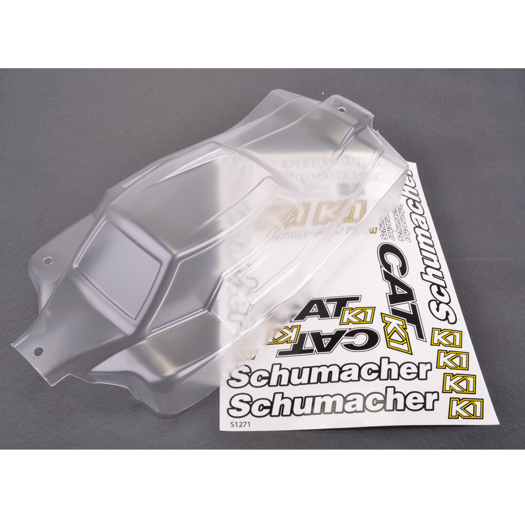 Schumacher - Bodyshell, Decals & Window Mask; Clear - CAT K1 - U5116