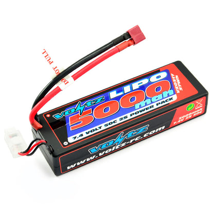 VOLTZ - RC CAR LIPO BATTERY 5000MAH 2S 7.4V 50C HARDCASE STICK PACK - DEANS - VZ0317