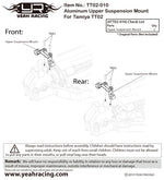 YEAH RACING - Aluminum Upper Suspension Mount For Tamiya TT02 - TT02-010BU