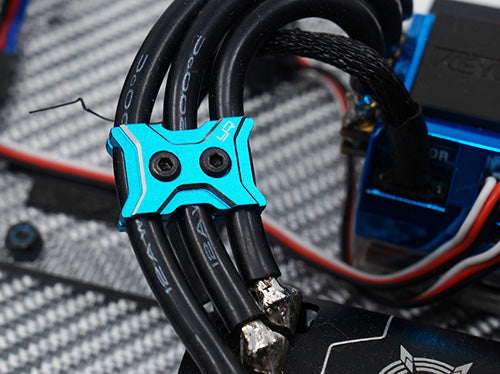 Yeah Racing - Aluminium Case 12-14 Gauge Brushless Motor Wire Guard Clamp Type A Blue - YA-0485BU