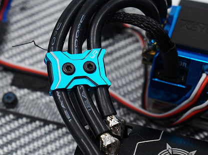 Yeah Racing - Aluminium Case 12-14 Gauge Brushless Motor Wire Guard Clamp Type A Blue - YA-0485BU
